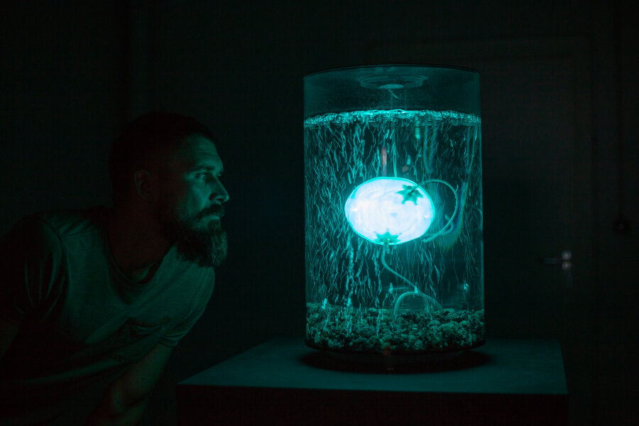ArcheaBot: A Post Singularity and Post Climate Change Lifeform; Anna Dumitriu i Alex
May u suradnji sa znanstvenicom Amandom Wilson, Imperial College. Foto: Vanessa Graf, Ars Electronica_2018